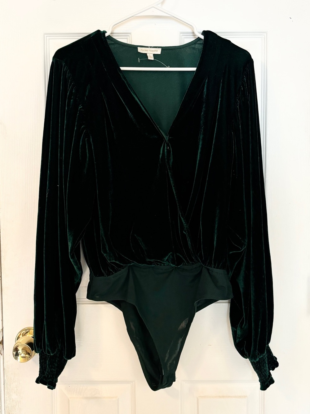 Flying Tomato Velvet Long-Sleeve Bodysuit